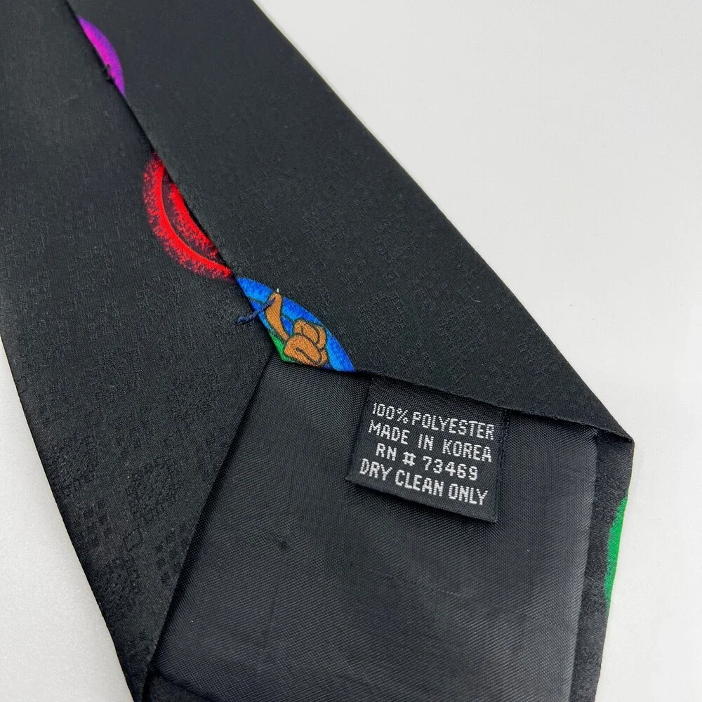 Vintage Looney Tunes Mania‎ Necktie Mens Black Shirt Tie Cartoon Taz Tweety Wile